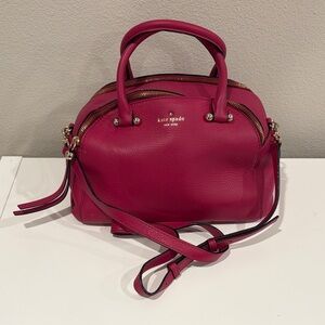 kate spade Pink Pebbled Leather Satchel with Gold-Tone Hardware